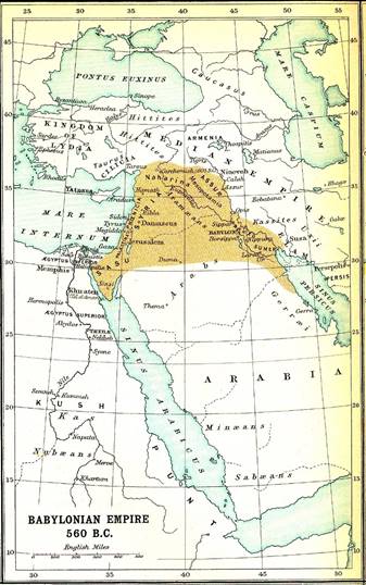 Map of Babylonian Empire about 560 BC