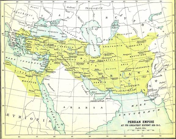 map of the Persian Empire 525 BC
