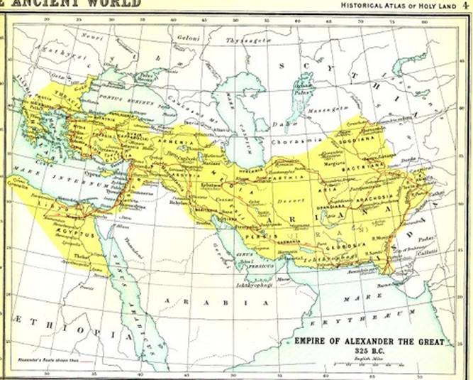 Map of the Empire of Alexander the Great 325 BC