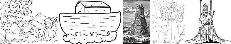 small icon images depicting history of old testament of the bible
