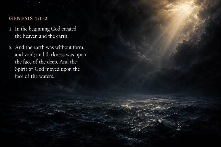 AI Generated image displaying Genesis 1:1-2