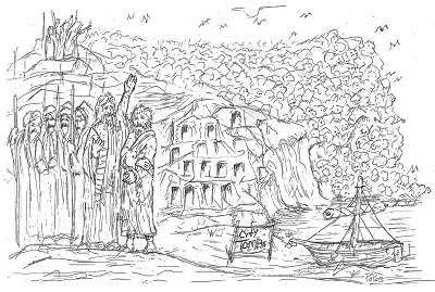 Artist Graphic depicting Legion demons being cast out