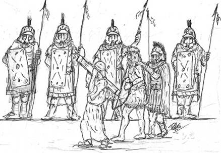 artist drawing of Jesus and the walk to Calvary
