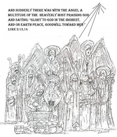 Artist depiction of Manger scene in Bethlehem