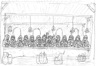 artist drawing of the Last Supper table